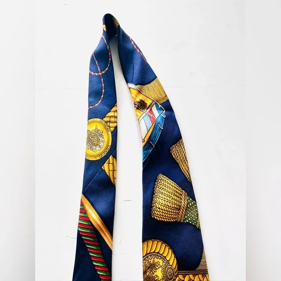 Hermès Paris Blue Silk Tie, Vintage - Picture 6 of 9